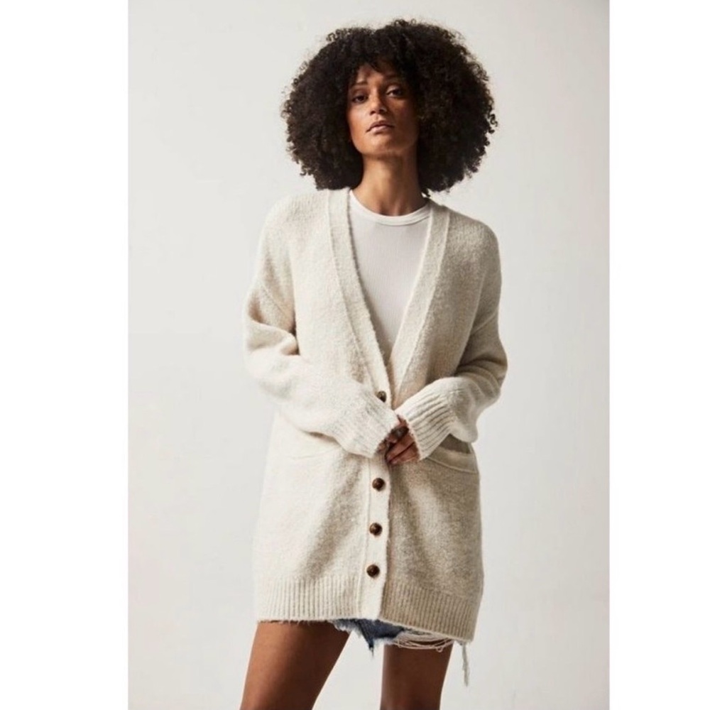 Pistola Grant Wool/Alpaca Blend Oversized Cardigan White Ecru Size Small